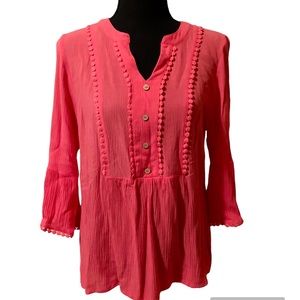 I.N. Studio coral gauze top- med petite